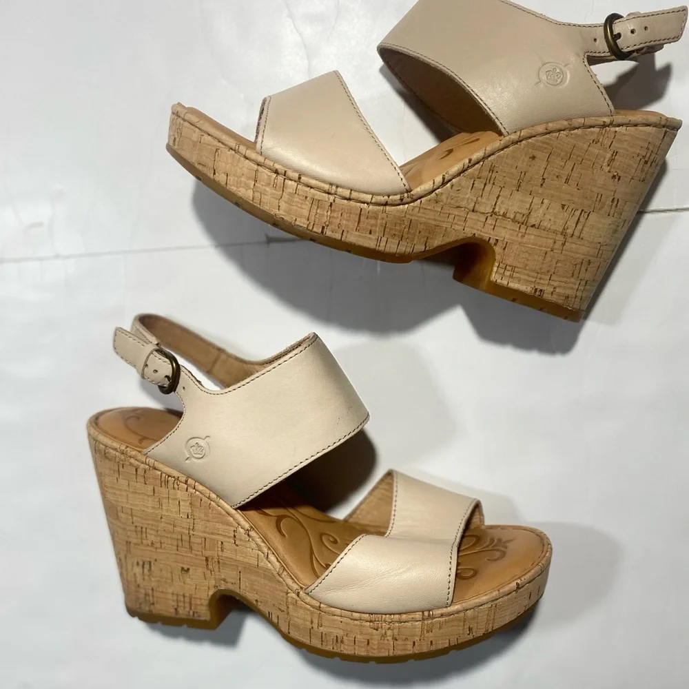 Born Women's Nude Cork Platform Sandals